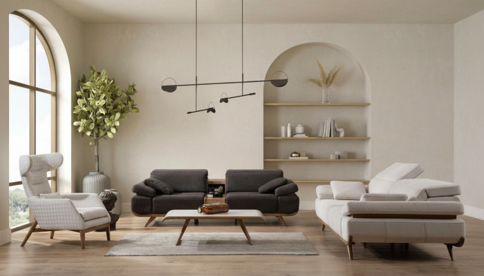 Zweifarbige Wohnzimmer Sofagarnitur Moderne 3+2 Sitzer Luxus Sessel