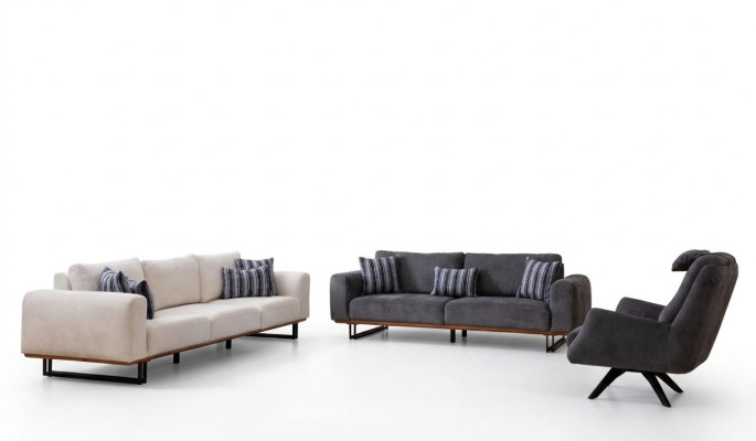 Design Sofagarnitur Wohnzimmer Set Moderne Garnituren 4+3+1 Sitz 3tlg.