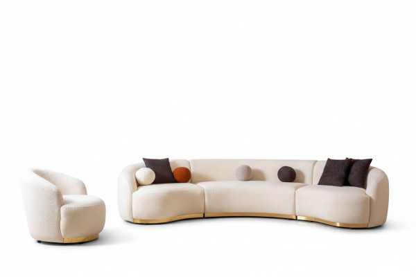 Designer Wohnzimmer set Modern Sofagarnitur Rund sofa + 1 Sitzer 2tlg