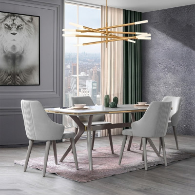 Modern Esstisch 6x Stühle Designer Luxus Esszimmer Möbel Holz Essgruppe