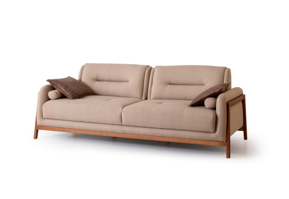 Designer Sofa 3 Sitzer Luxus Polster Braun Couch Wohnzimmer Möbel