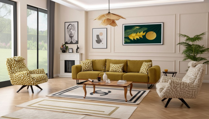 Luxus Sofagarnitur 4 + 1 Sitzer Set Designer Sofa Textil Polster Couchen