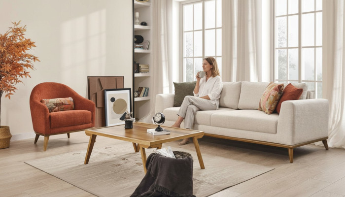 Sofagarnitur 3 + 1 Sitzer Design Möbel 2tlg Beige Couchen Sofa Textil
