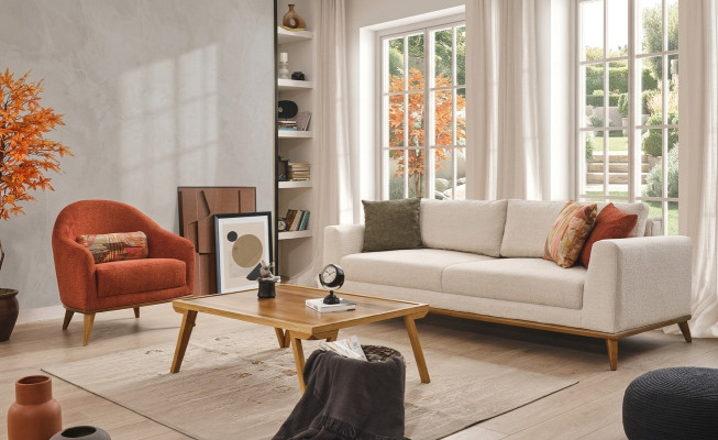 Sofagarnitur 3 + 1 Sitzer Design Möbel 2tlg Beige Couchen Sofa Textil