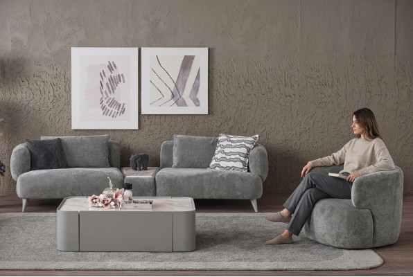 Luxus Wohnzimmer set 2tlg. Dreisitzer Sofa Sessel 3+1 Sofagarnitur Couchen