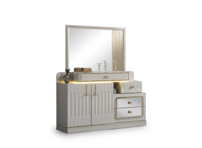 Luxus Kommode mit Spiegel Schlafzimmer möbel stil weiß Sideboard Möbel