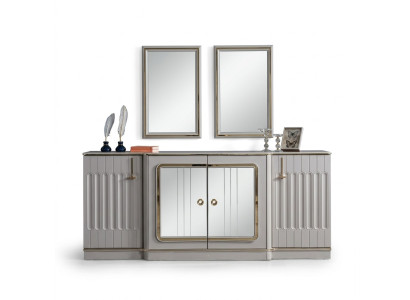 Modernes Sideboard mit 2x Spiegeln Designer Luxus Wohnzimmer Möbel Kommode