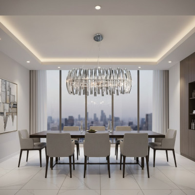 Kronleuchter Crystal für das Wohnzimmer in einem luxuriösen Chrome color