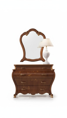 Schlafzimmer Spiegel Kommode Holz Klassisches Design Luxus Braun Neu