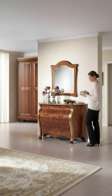 Schlafzimmer Möbel Kommode mit Spiegel Luxus klassische Möbel Set 2tlg