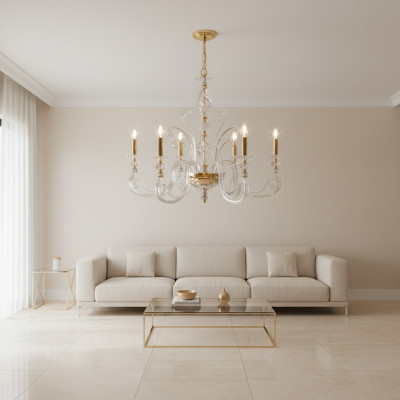 Kronleuchter Luxus Gold Deckenlampe Deckenleuchte Hängelampe neu Kristall