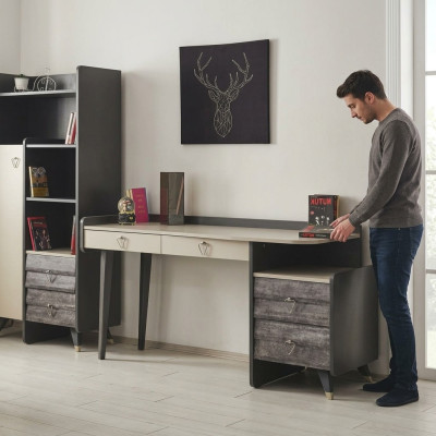 Modern luxuriöse Grau Holz Schreibtisch Schlafzimmer Möbel Stilvoll Neu