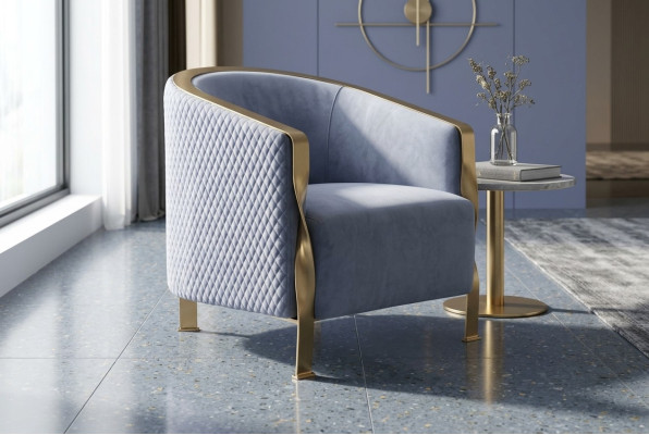 Modern luxuriöse Grau Sessel Möbel Fernseh Sofa Polster Club Stuhl Metall