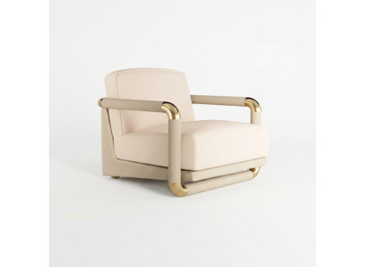 Stilvolle Sessel Beige Sessel Fernseh Couch 1 Sitzer Sofa Textil Stoff