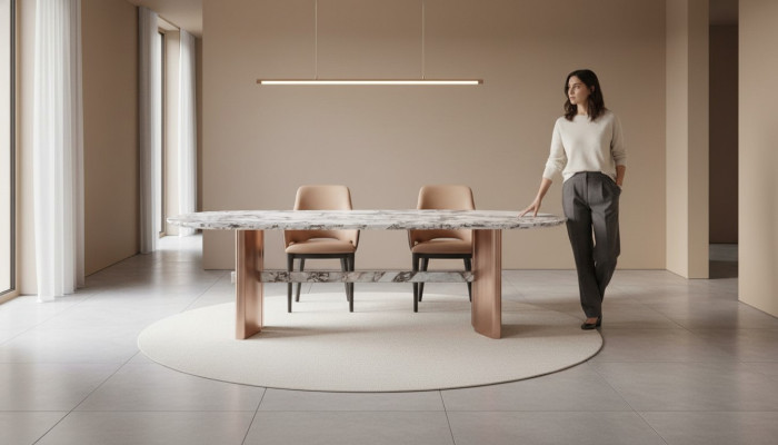 Esszimmer Möbel Edelstahl Oval Esstisch Tisch Design Tische Luxus Möbel