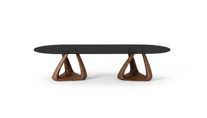 Designer Schwarzer Esszimmer Tisch Luxus Esszimmer Möbel Holzplatte Oval