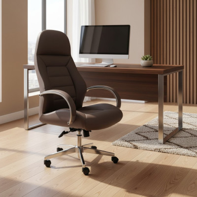 Stuhl Polsterung Kunstleder Bürostühle Moderne Computerstühle Möbel Braun