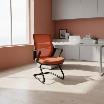 Hochwertig Bürostuhl Orange Schreibtischstuhl Modern Textilstuhl Stoff Neu