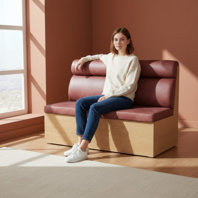 Designer Kunstleder Küchenbank Esszimmer Sitzbank Luxus Wohnottomane
