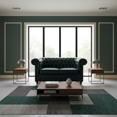 Dunkelblauer Chesterfield Zweisitzer Modernes Sofa 2-Sitzer 2-er Sofa