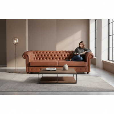 Brauner Dreisitzer Chesterfield 3-er Wohnzimmer Couch Moderne Sofas