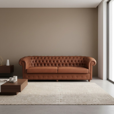 Brauner Dreisitzer Chesterfield 3-er Wohnzimmer Couch Moderne Sofas