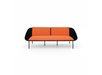 Schwarz-Oranger Dreisitzer Luxus 3-Sitzer Polster Couch Textil 3-er Neu