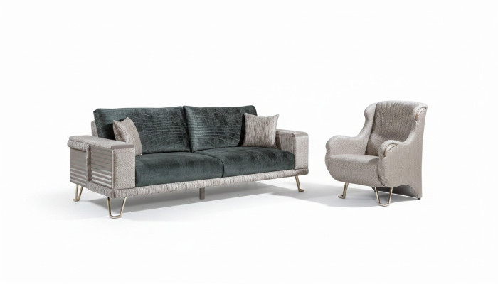 Sofagarnitur 3+1 Sitzer+Couchtisch Modern Beistelltisch Textil Komplett Beige