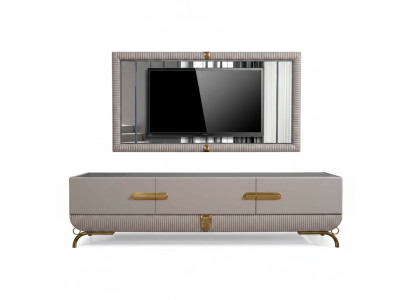 Wohnwänd Wand Holz Modern Stil Regal Wohnzimmer Möbel Schrank RTV mit TV Rahmen