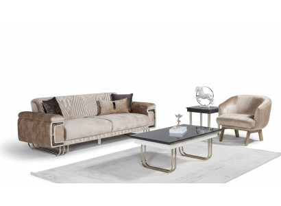 Wohnzimmer Moderne Couchgarnitur Dreisitzer Polster Sessel Couchtisch
