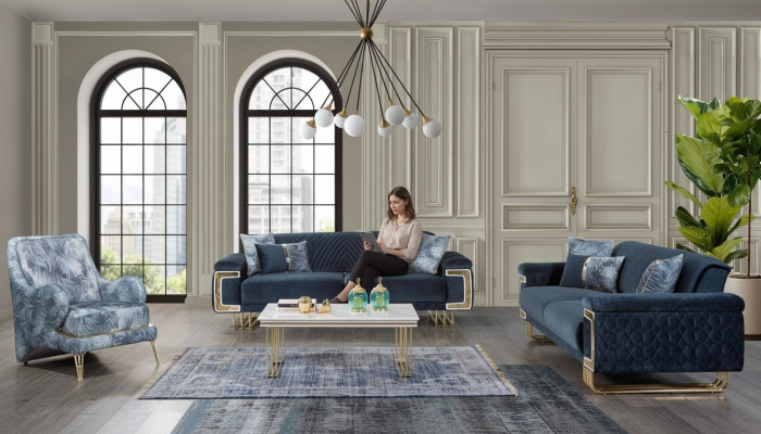 Moderne Edelstahl Sofagarnitur Couchtisch Sessel Polster Möbel 4tlg Set