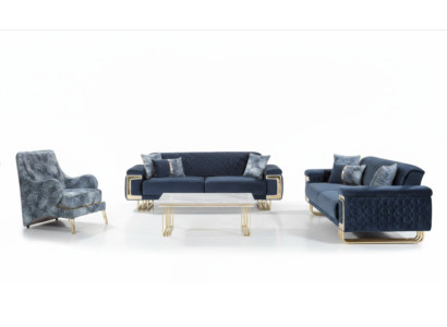 Moderne Edelstahl Sofagarnitur Couchtisch Sessel Polster Möbel 4tlg Set