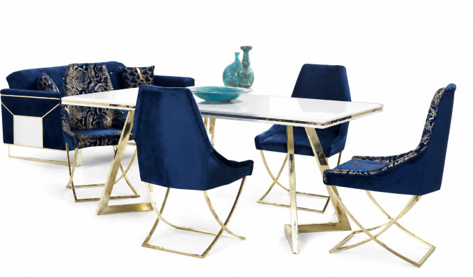 Exklusive Weiße Esszimmer Garnitur Luxuriöser Esstisch x4 Stühle 7tlg