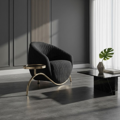 Schwarzer Clubsessel Designer Cocktailsessel Moderner Einsitzer Sessel