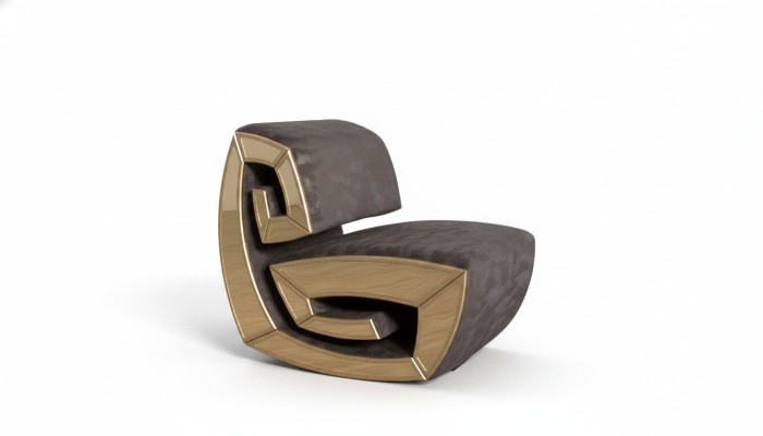 Braun-Goldener Einsitzier Designer Sessel Relax Wohnzimmer Sitzer Neu