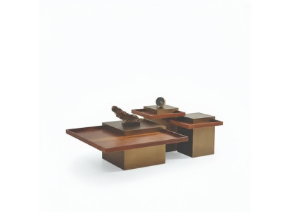 Moderner Brauner Couchtisch Set Wohnzimmer Holz Kaffeetisch Luxus set