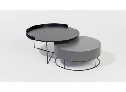 Runde Set 2x Couchtisch Grau Kaffeetisch Beistelltisch Wohnzimmer Tische