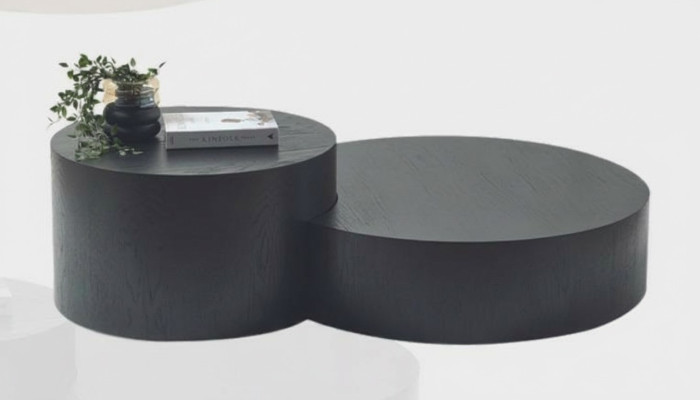 Modernes Schwarzes Couchtisch-Set Designer Rund Kaffeetisch Beistelltisch