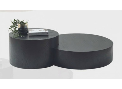 Modernes Schwarzes Couchtisch-Set Designer Rund Kaffeetisch Beistelltisch