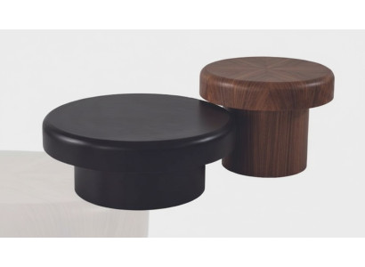 Designer Rundtisch Set Braun-Schwarzer Kaffeetisch Wohnzimmertisch Neu