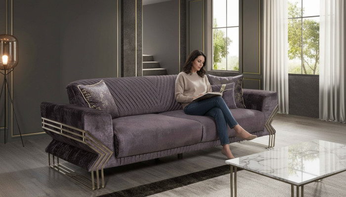 Eleganter Dreisitzer Moderne Wohnzimmer Luxus Couch Polster 3 Sitzer