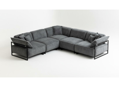 Stoffsofa Couch Wohnlandschaft Eck Design Modern Sofa Ecksofa L-Form Grau