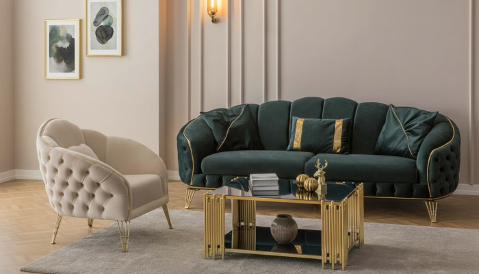Komplett Wohnzimmer 3tlg stilvoll Dreisitzer Sofa Couch Luxus 2x Sessel