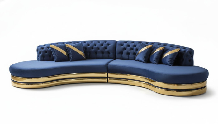 Exklusiver Chesterfield 4-Sitzer Halbrundes Sofa Designer Polster Couch