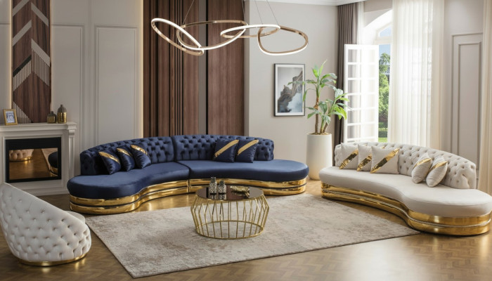 Moderne Chesterfield Sofagarnitur Luxuriöser Viersitzer 3-Sitzer Sessel