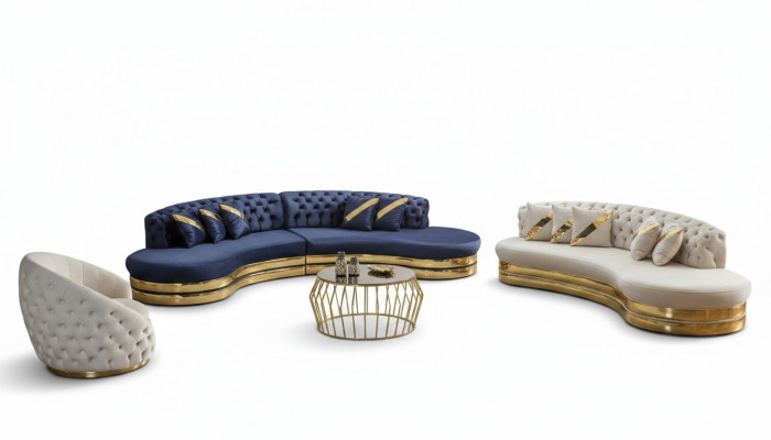 Moderne Chesterfield Sofagarnitur Luxuriöser Viersitzer 3-Sitzer Sessel