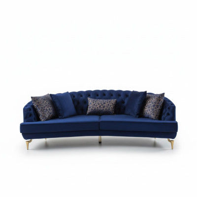 Moderne Blaue Couchgarnitur Luxuriöse Viersitzer Textilsofas Viersitzer