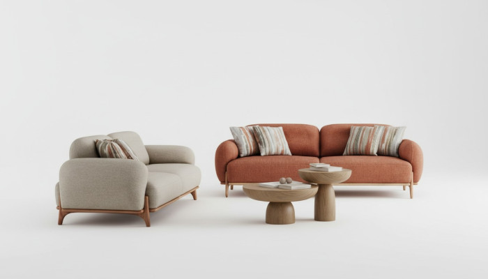 Braun-Weiße Sofgarnitur Stilvolle 2x Polster 3-Sitzer Wohnzimmer Couch