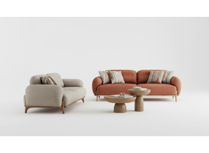 Braun-Weiße Sofgarnitur Stilvolle 2x Polster 3-Sitzer Wohnzimmer Couch
