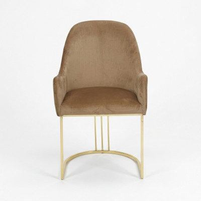 Goldener Edelstahlstuhl Moderner Polster Einsitzer Designer 1x Lehnstuhl